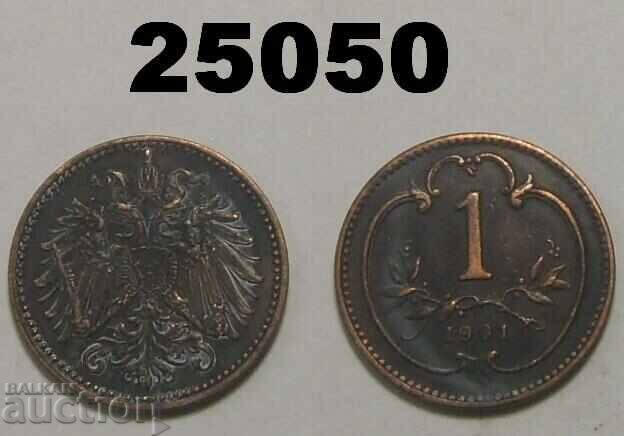 Австрия 1 хелер 1901