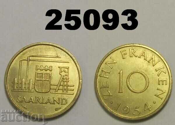 Саарланд 10 франка 1954