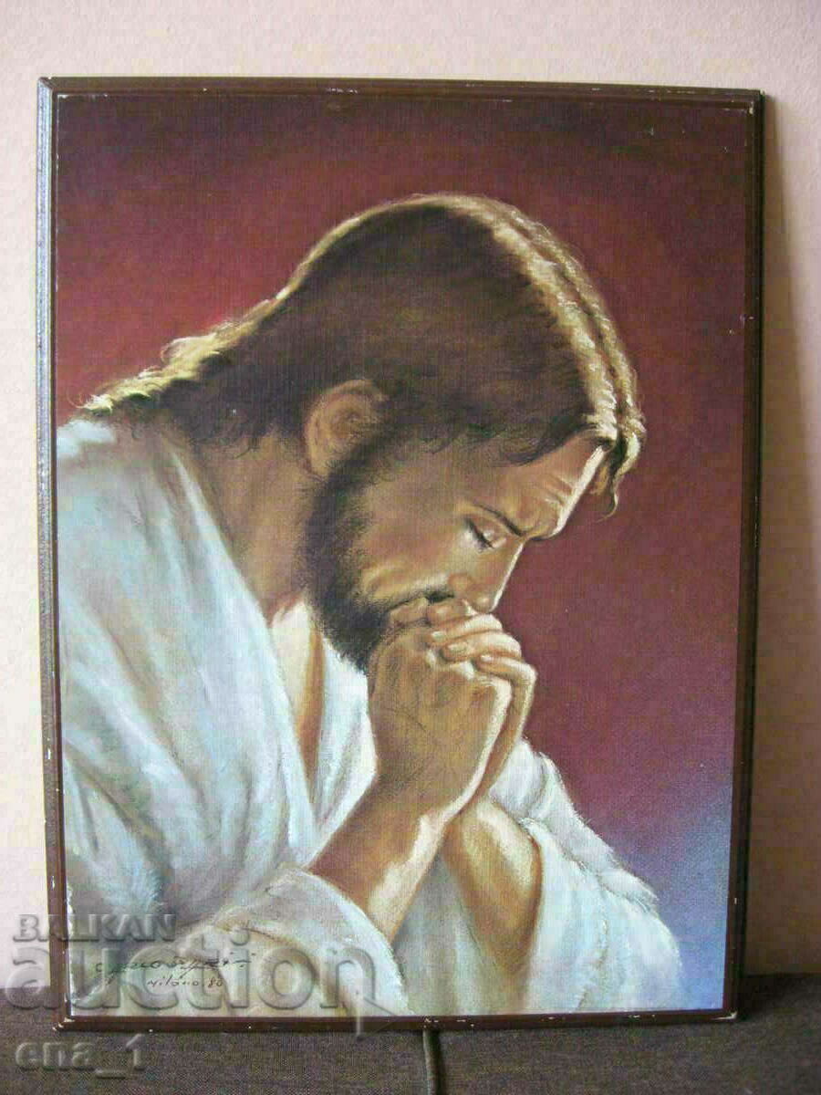 The Praying Christ, old color print from Milan 1980