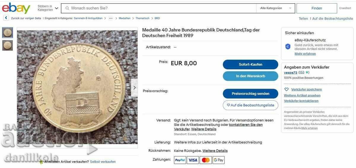 *$*Y*$* PLACHETA 40 DE ANI. REPUBLICA FEDERALĂ GERMANIA *$*Y*$* - 7