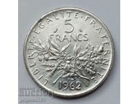 5 франка сребро Франция 1962 - сребърна монета #17