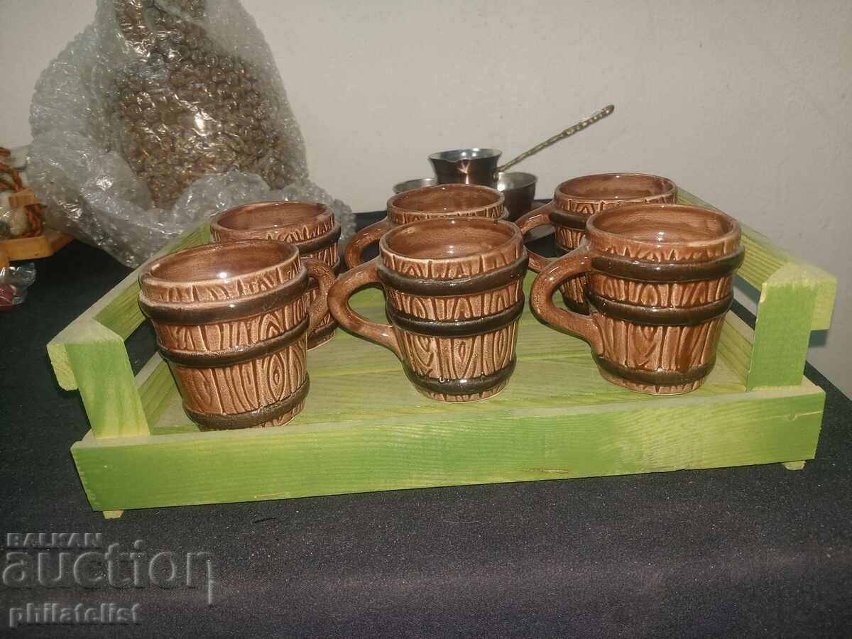 coffee set - 6 cups and 1 tray with price 50.00 BGN | € 25.56 coffee set - 6 cups and 1 tray with price 50.00 BGN | € 25.56
