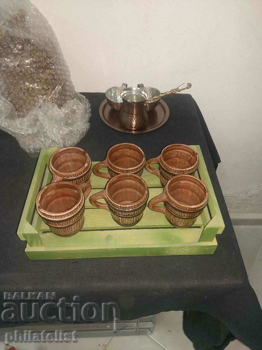 coffee set - 6 cups and 1 tray