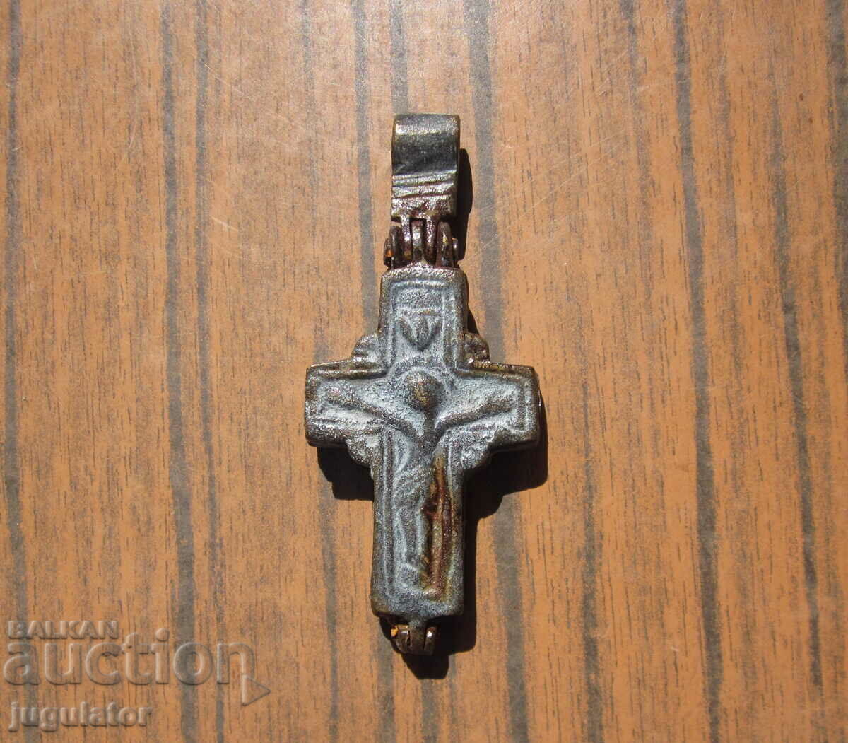 старинен Български възрожденски фолклорен бронзов кръст