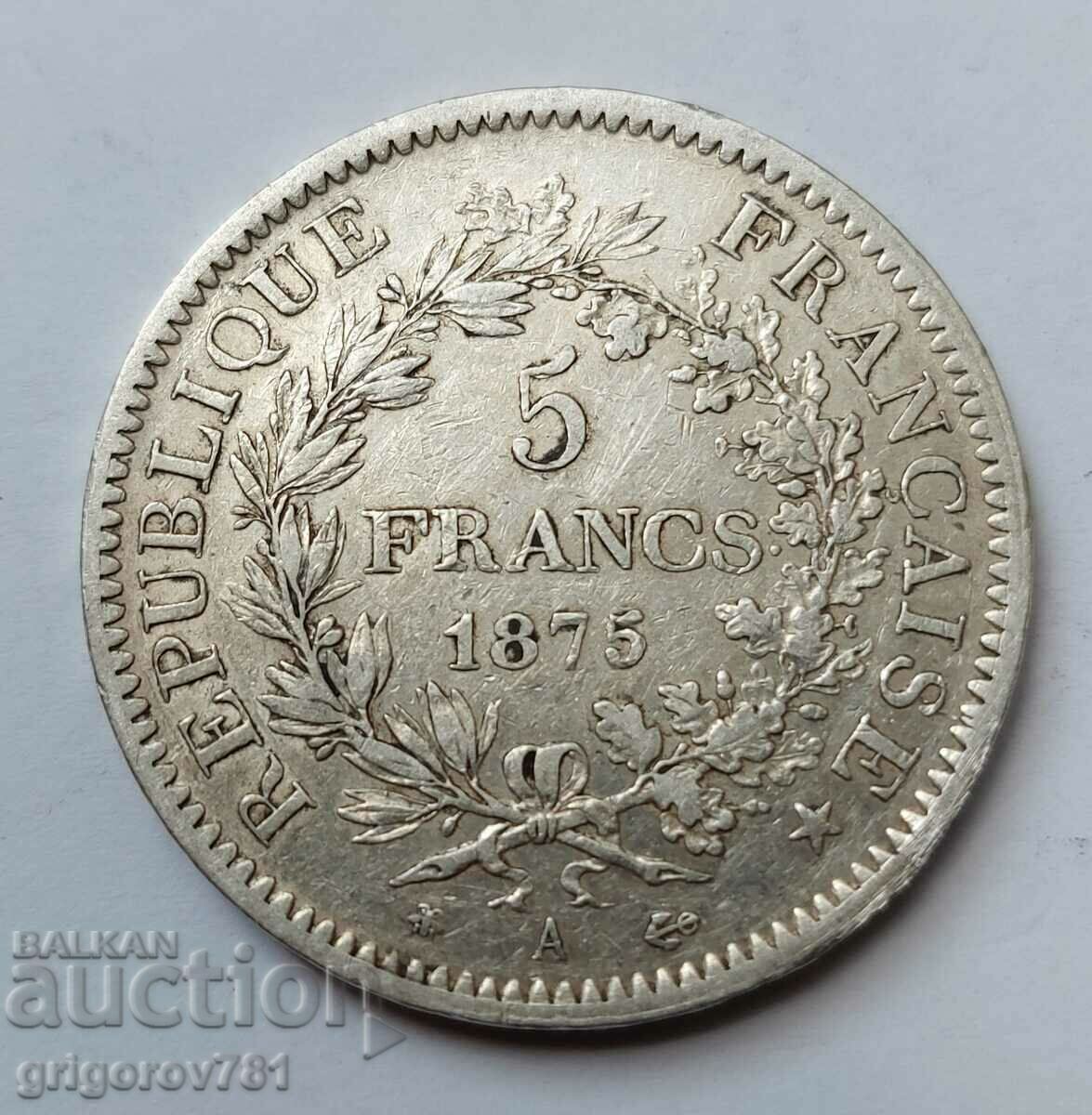 5 франка сребро Франция 1875 A  - сребърна монета #184