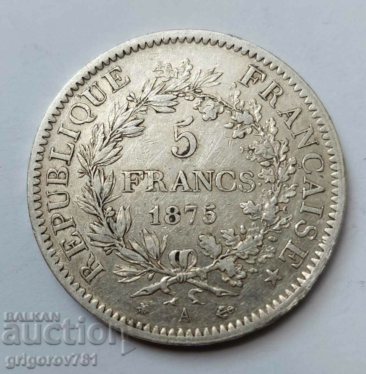 5 Francs Silver France 1875 A - Silver Coin #184