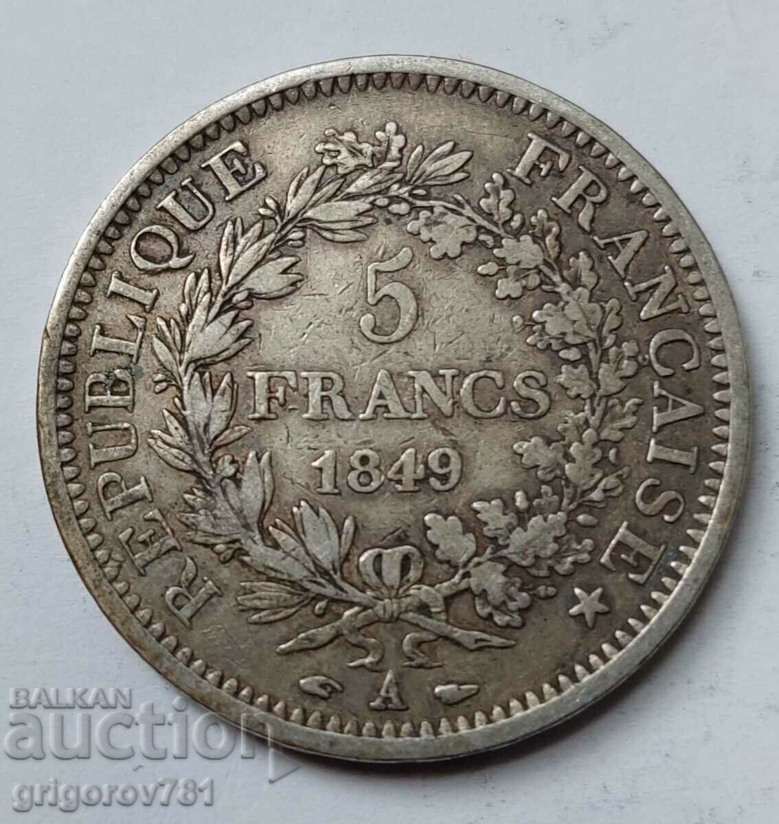 5 Francs Silver France 1849 A - Silver Coin #202