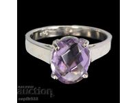 FINE SILVER RING WITH NATURAL AMETHYST