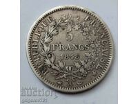 5 франка сребро Франция 1848 A  - сребърна монета #247