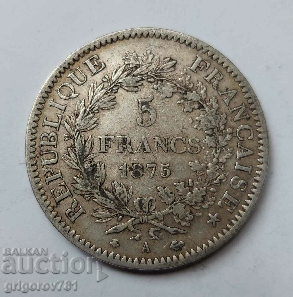 5 Francs Silver France 1875 A - Silver Coin #248