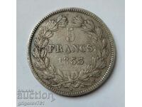 5 франка сребро Франция 1833 W  - сребърна монета #118