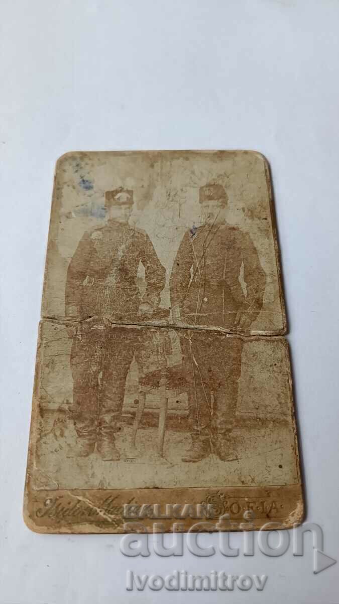 Photo Two men in militia uniforms Cardboard