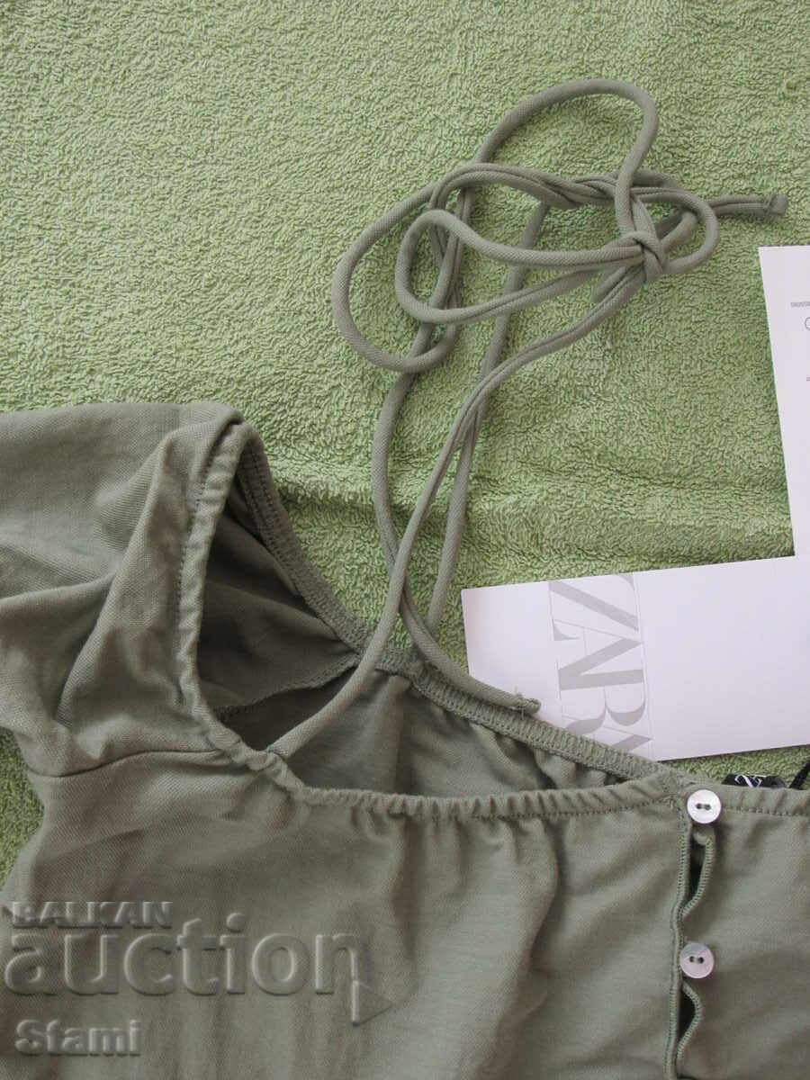 Δημοπρασία Κοντό τοπ με ισπανική λαιμόκοψη, μακριά μανίκια και τιράντες ZARA Δημοπρασία Κοντό τοπ με ισπανική λαιμόκοψη, μακριά μανίκια και τιράντες ZARA