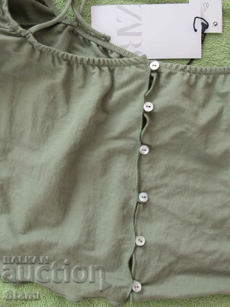 Κοντό τοπ με ισπανική λαιμόκοψη, μακριά μανίκια και τιράντες ZARA - 5 Κοντό τοπ με ισπανική λαιμόκοψη, μακριά μανίκια και τιράντες ZARA - 5