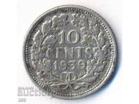 Ολλανδία - 10 σεντς 1939 - ασήμι