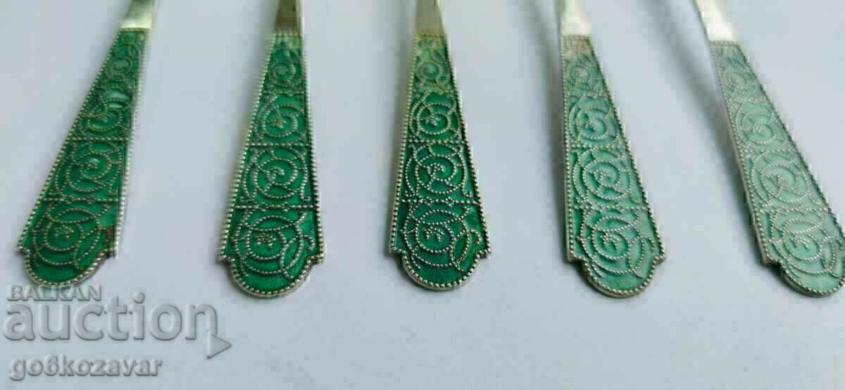 Silver spoons USSR-Russia Niello-gilt Markings Perfect - 7