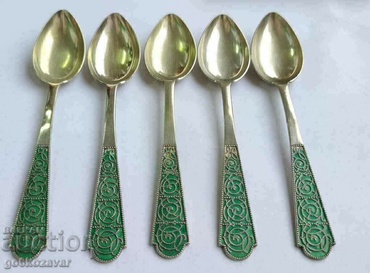 Silver spoons USSR-Russia Niello-gilt Markings Perfect