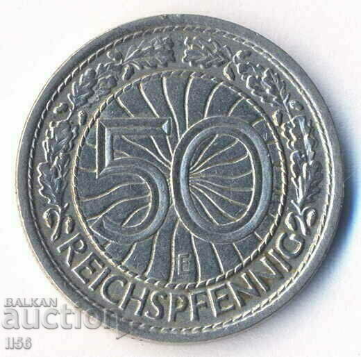 Germany - 50 Reichspfennig 1927 UNC - Letter E (Rare)