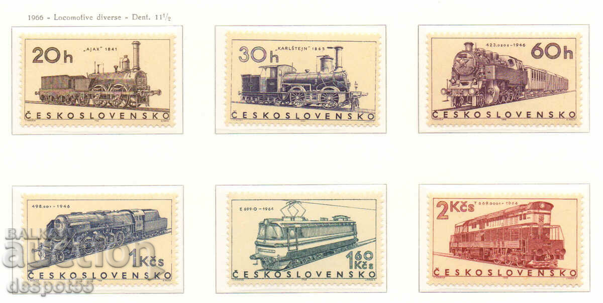 1966. Чехословакия. Железопътни локомотиви.