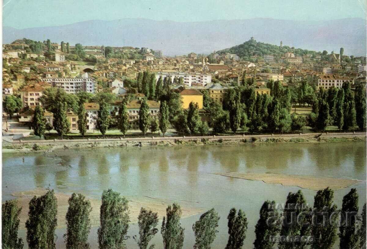 Παλιά καρτ ποστάλ - Plovdiv, θέα με τον ποταμό Maritsa