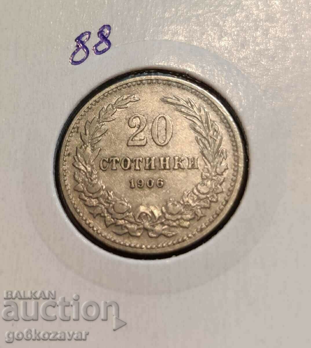 Bulgaria 20 de cenți 1906 Excelent!