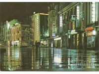 Old postcard - Plovdiv, "V.Kolarov" street - at night