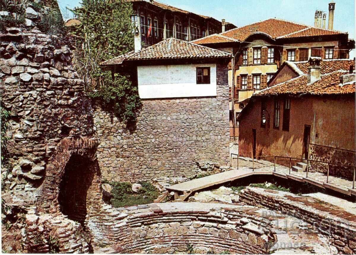 Old postcard - Plovdiv, Old houses