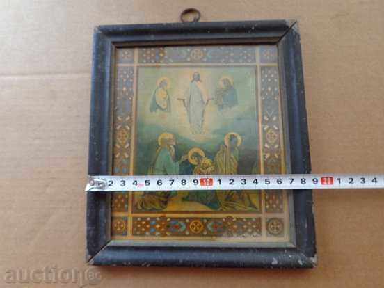Auction Home icon, old lithograph, Ascension, cross Auction Home icon, old lithograph, Ascension, cross