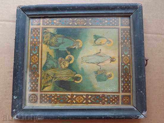 Home icon, old lithograph, Ascension, cross - 6 Home icon, old lithograph, Ascension, cross - 6