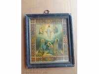 Home icon, old lithograph, Ascension, cross