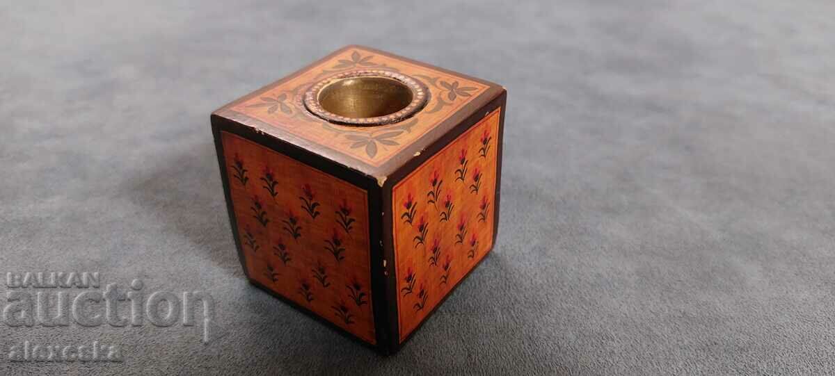 Small wooden candle holder