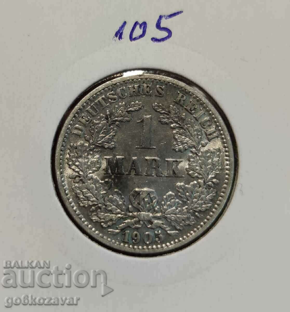 Auction Germany 1 mark 1905 Silver! J! Rare! Auction Germany 1 mark 1905 Silver! J! Rare!