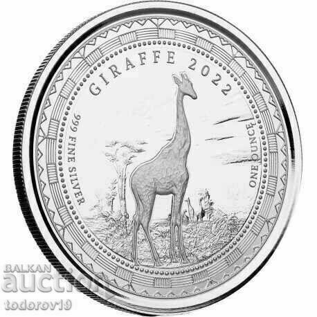 1 oz Girafă de argint - 2022 /Guineea Ecuatorială/