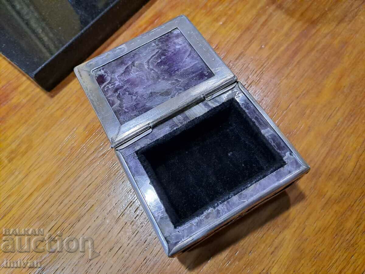Delivery of Amethyst stone box with silver fittings Delivery of Amethyst stone box with silver fittings