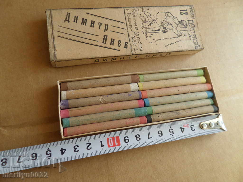 Cutie veche de creioane cerate nefolosită Regatul Bulgariei pastel - 6