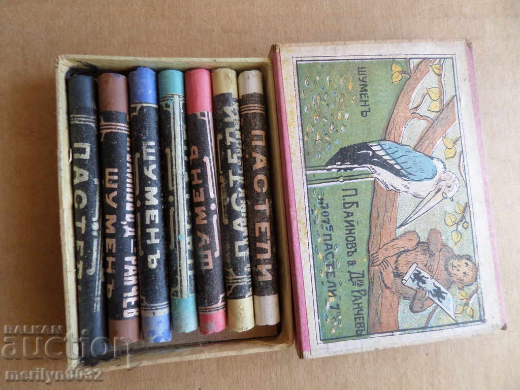 Old box of unused crayons, Kingdom of Bulgaria crayons - 6 Old box of unused crayons, Kingdom of Bulgaria crayons - 6