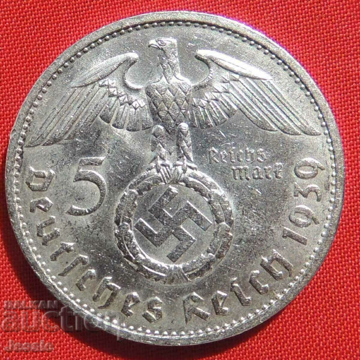 5 Reichsmarks 1939 B Germany silver