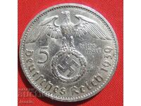 5 Reichsmarks 1939 B Germania argint