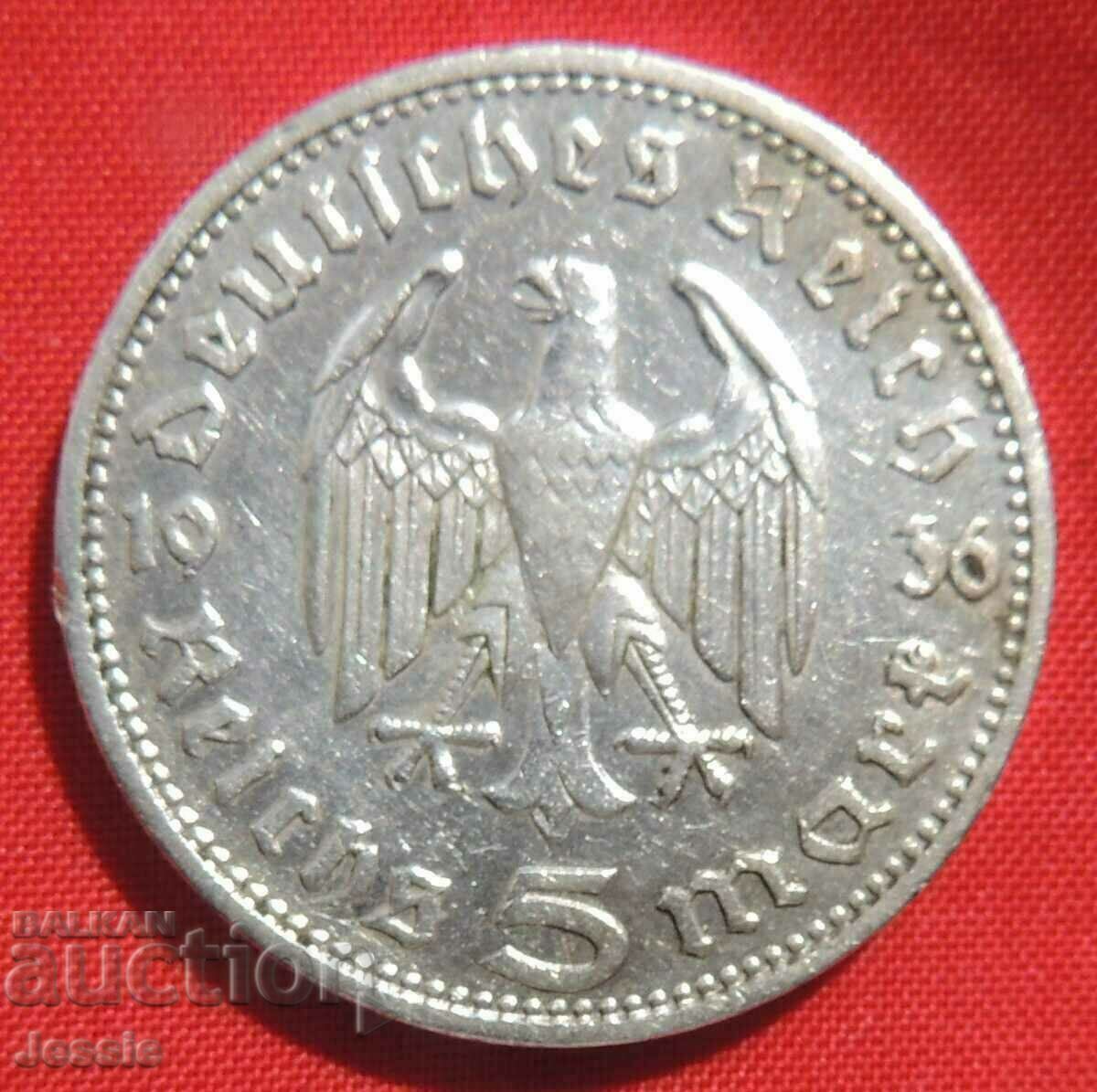 5 Mарки 1936 J Германия сребро