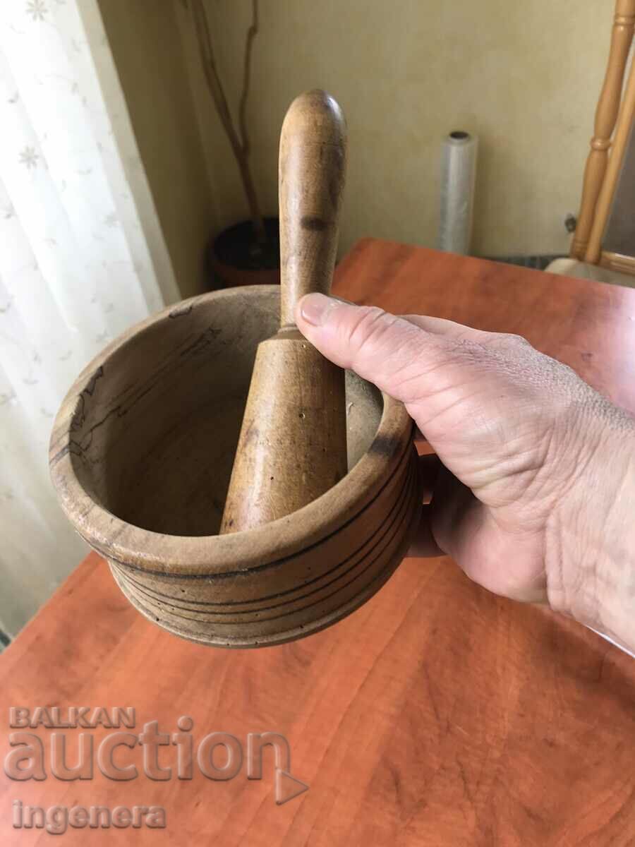 LARGE ANTIQUE WOODEN MORTAR WITH HAMMER with price 19.00 BGN | € 9.71 LARGE ANTIQUE WOODEN MORTAR WITH HAMMER with price 19.00 BGN | € 9.71