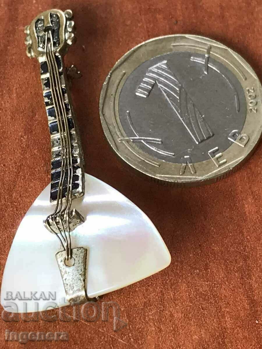 Auction BROOCH SYMBOL METAL MOTHER OF PEARL BALALAYA GUITAR COLLECTIBLE Auction BROOCH SYMBOL METAL MOTHER OF PEARL BALALAYA GUITAR COLLECTIBLE