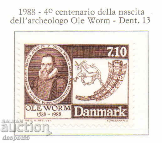 1988. Denmark. The 400th anniversary of the birth of Ole Worm.