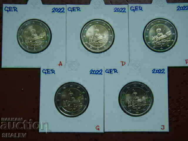 2 euro 2022 Germania „Thuringen” A,D,F,G,J (Germania) 2 euro