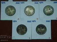 2 Euro 2022 Germany "Thuringen" A,D,F,G,J (Germany) 2 euro