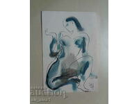 Erotic drawing Ivan Filchev - ink/watercolor 22 x 15 cm.