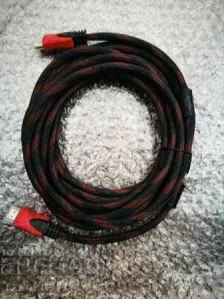 Cable DeTech HDMI - HDMI M/M, 5m, with braid and ferrite with price € 5.00 | 9.78 BGN