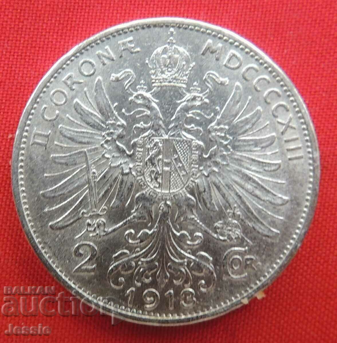2 Korona 1913 Austro-Ungaria Argint CALITATE