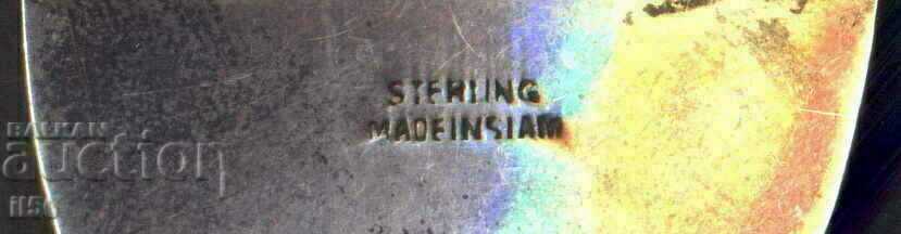 Licitație Thailanda (Siam) - broșă de argint - niello - eșantion 925