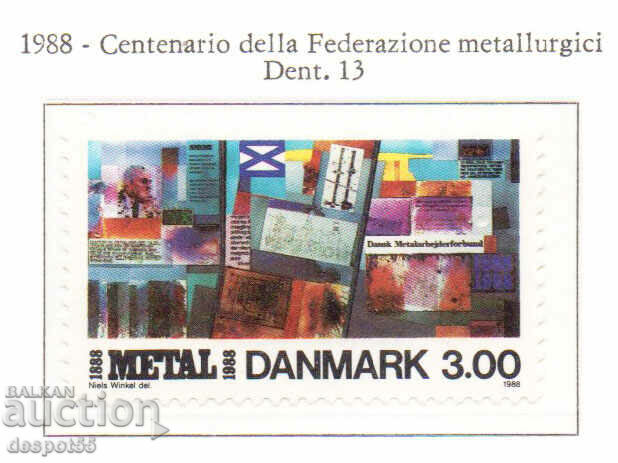 1988. Danemarca. 100 de ani de la Uniunea Metalurgiștilor Danezi.