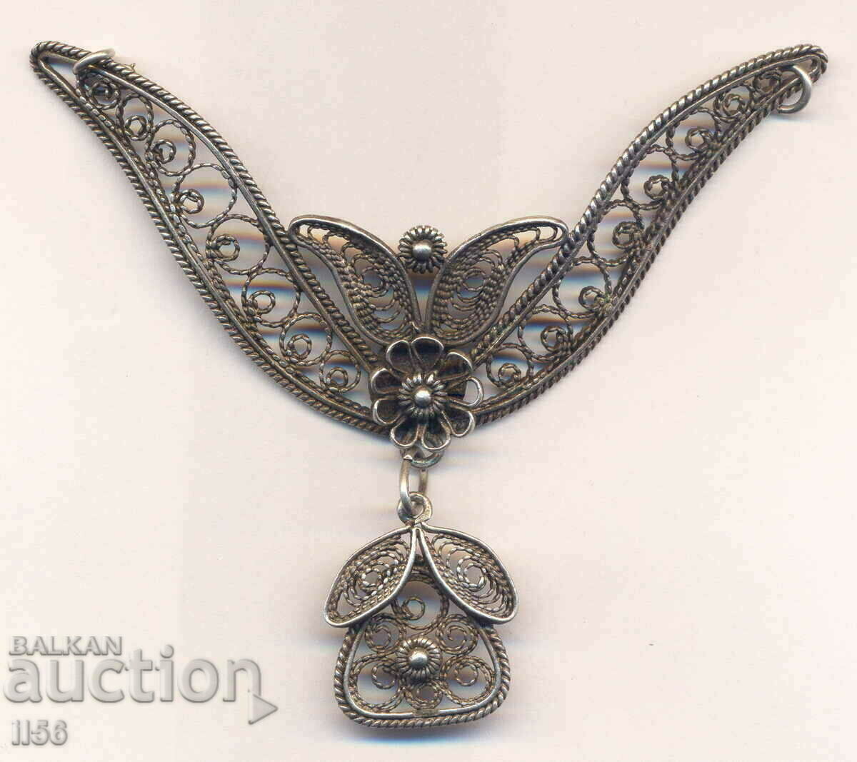 Silver pendant - filigree - double-sided hanging